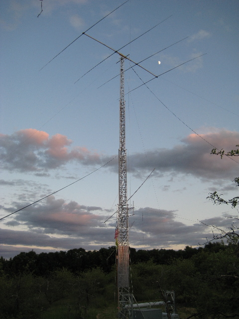 Portable tower at sunset