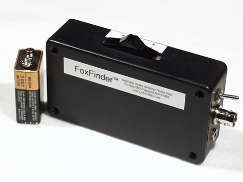 FoxFinder next to 9v battery